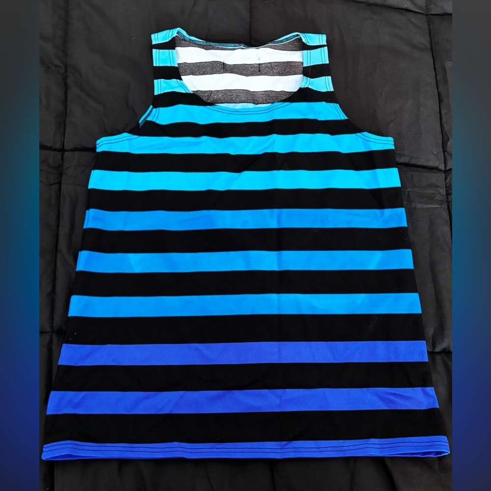 K-Deer Alexis Striped Blue and Black Tank Top
